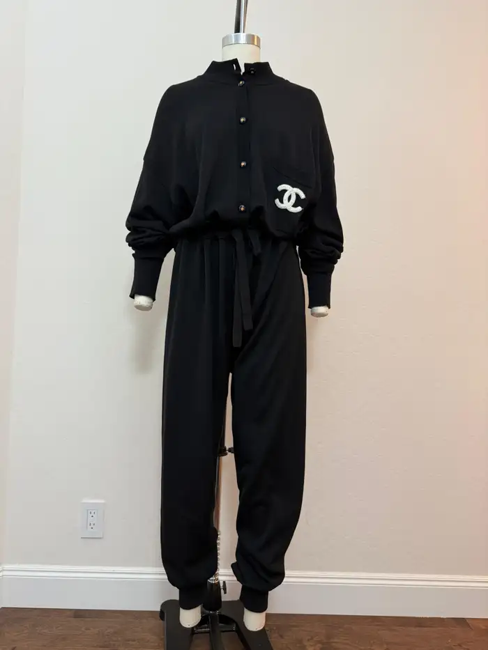 Chanel 1993 Black Jumpsuit with Logo Detail — Size 44 - Image 2