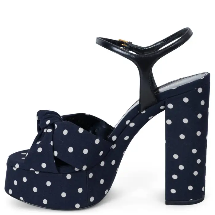 SAINT LAURENT navy blue & white Sandals - Image 4